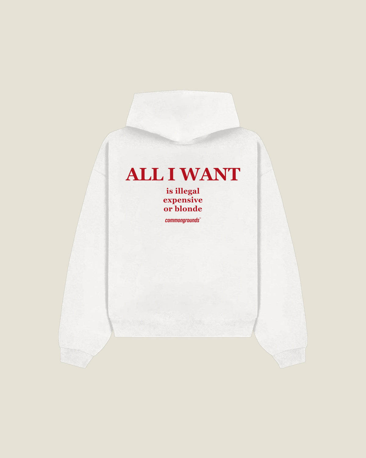 All I Want Is Illegal Expensive Or Blonde Hoodie in white, back print