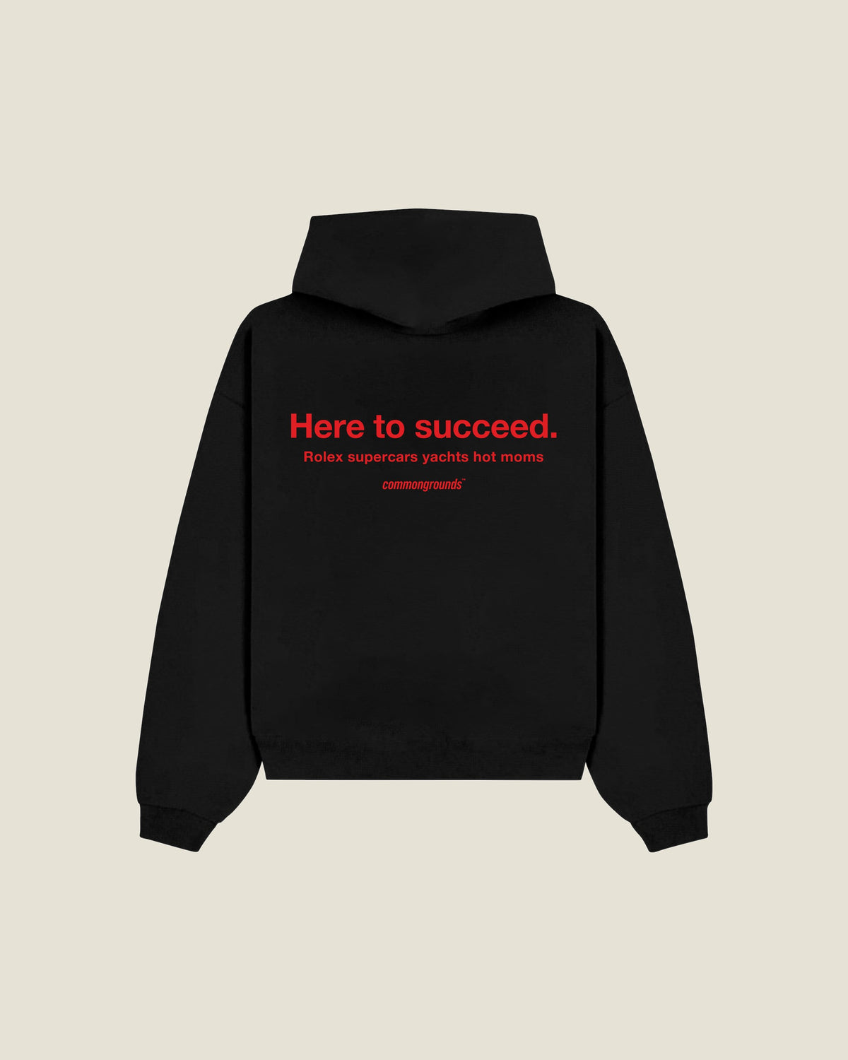 Here To Succeed. Rolex Supercars Yachts Hot Moms Hoodie in black, back print