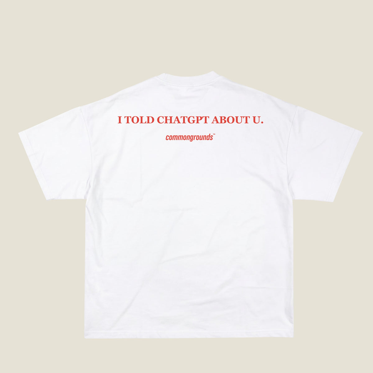 I TOLD CHATGPT ABOUT U Tee in white, back print