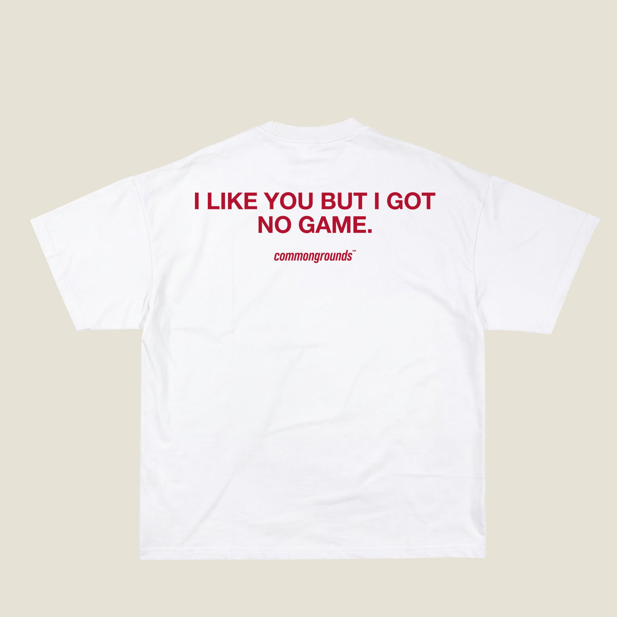 I LIKE YOU BUT I GOT NO GAME Tee in white, back print