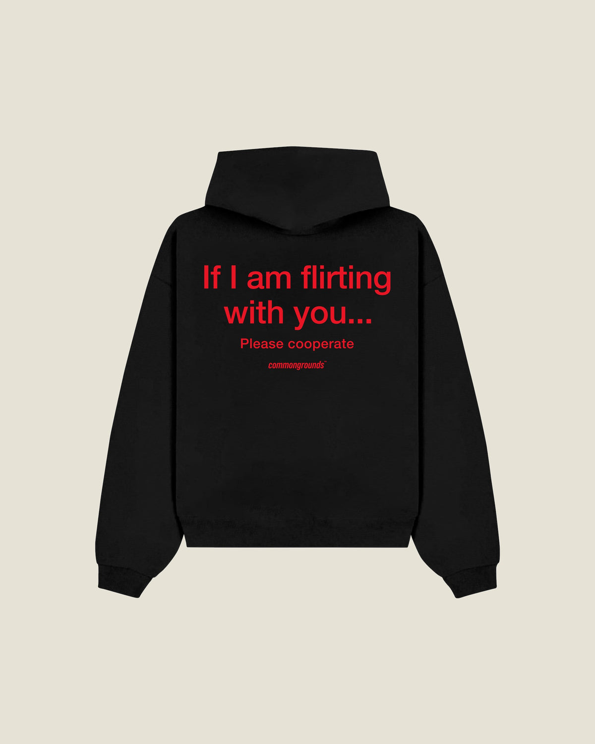 If I Am Flirting With You... Please Cooperate Hoodie in black, back print