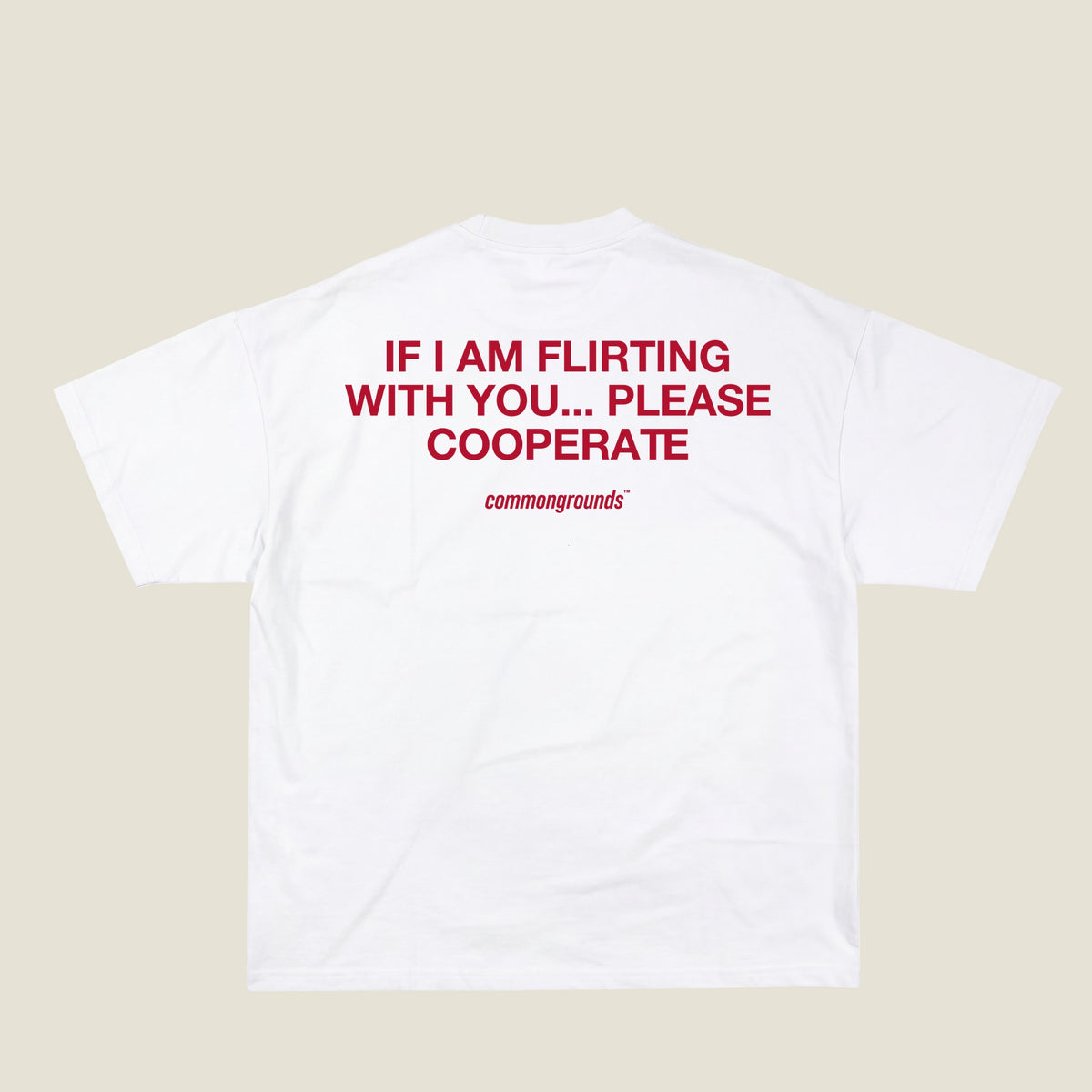 IF I AM FLIRTING WITH YOU... PLEASE COOPERATE Tee in white, back print