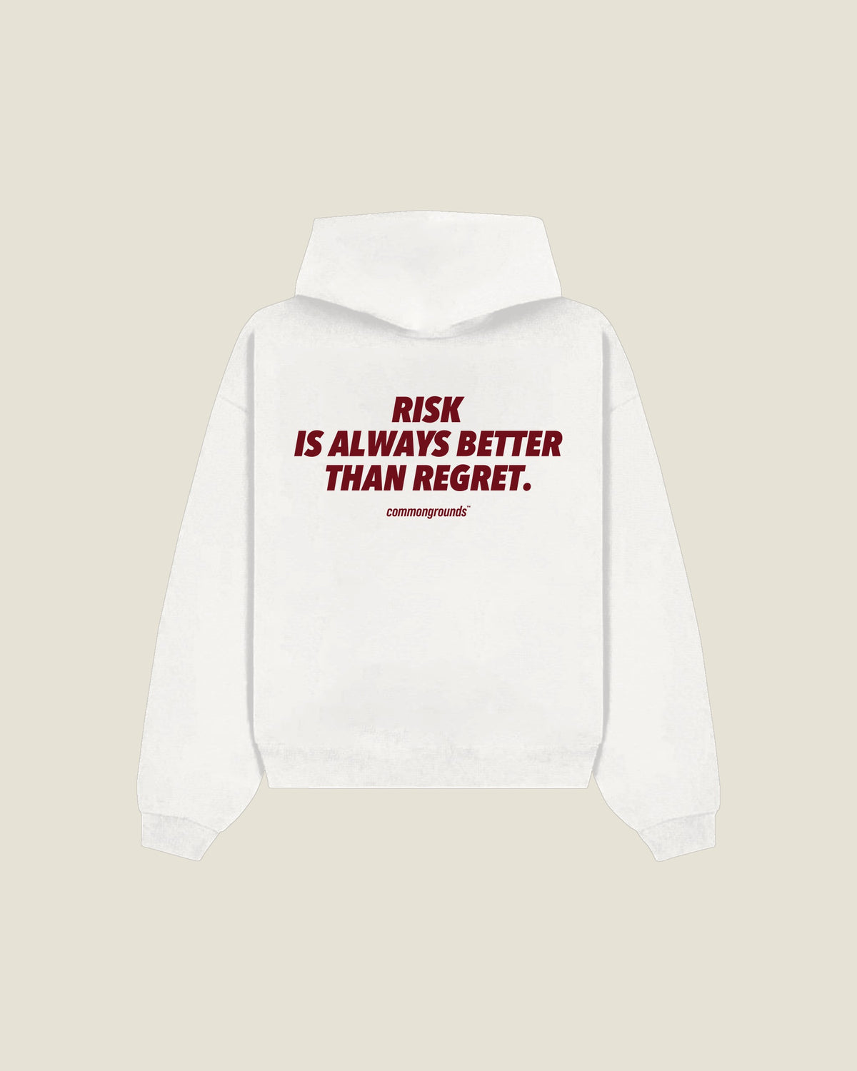 Risk Is Always Better Than Regret Hoodie in white, back print