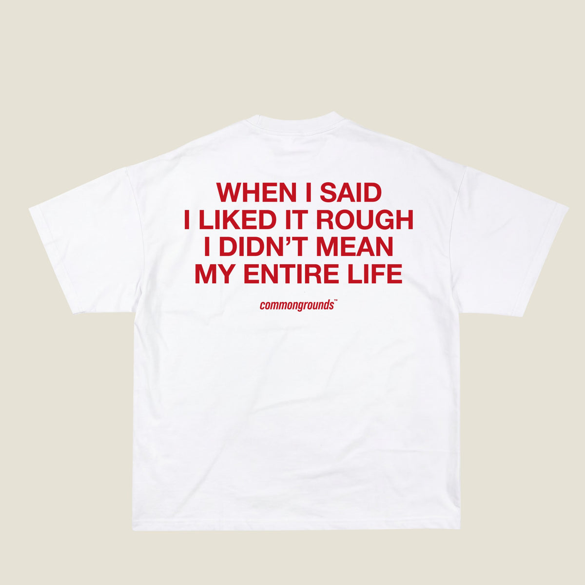 WHEN I SAID I LIKED IT ROUGH I DIDN'T MEAN MY ENTIRE LIFE Tee in white, back print