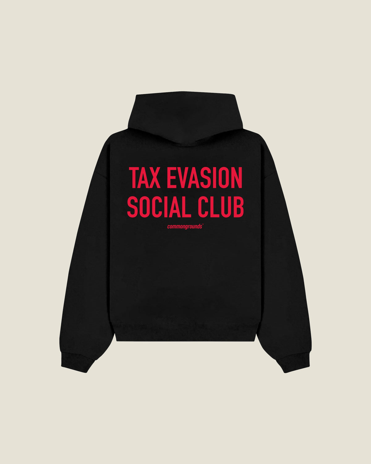 Tax Evasion Social Club Hoodie in black, back print