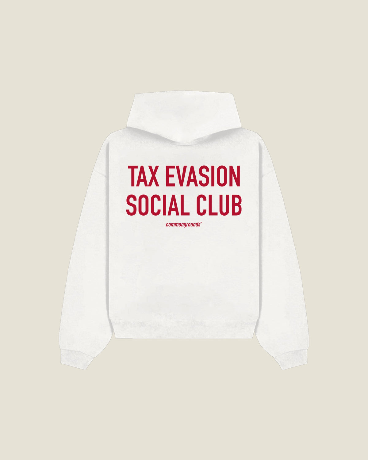 Tax Evasion Social Club Hoodie in white, back print