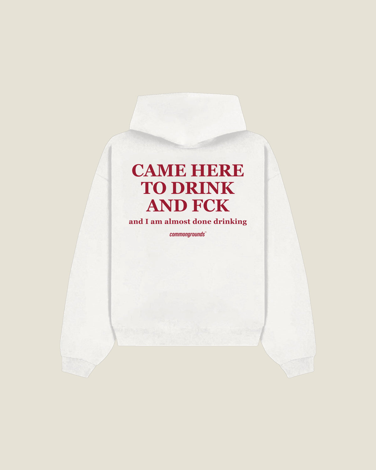Came Here To Drink And Fck And I Am Almost Done Drinking Hoodie in white, back print