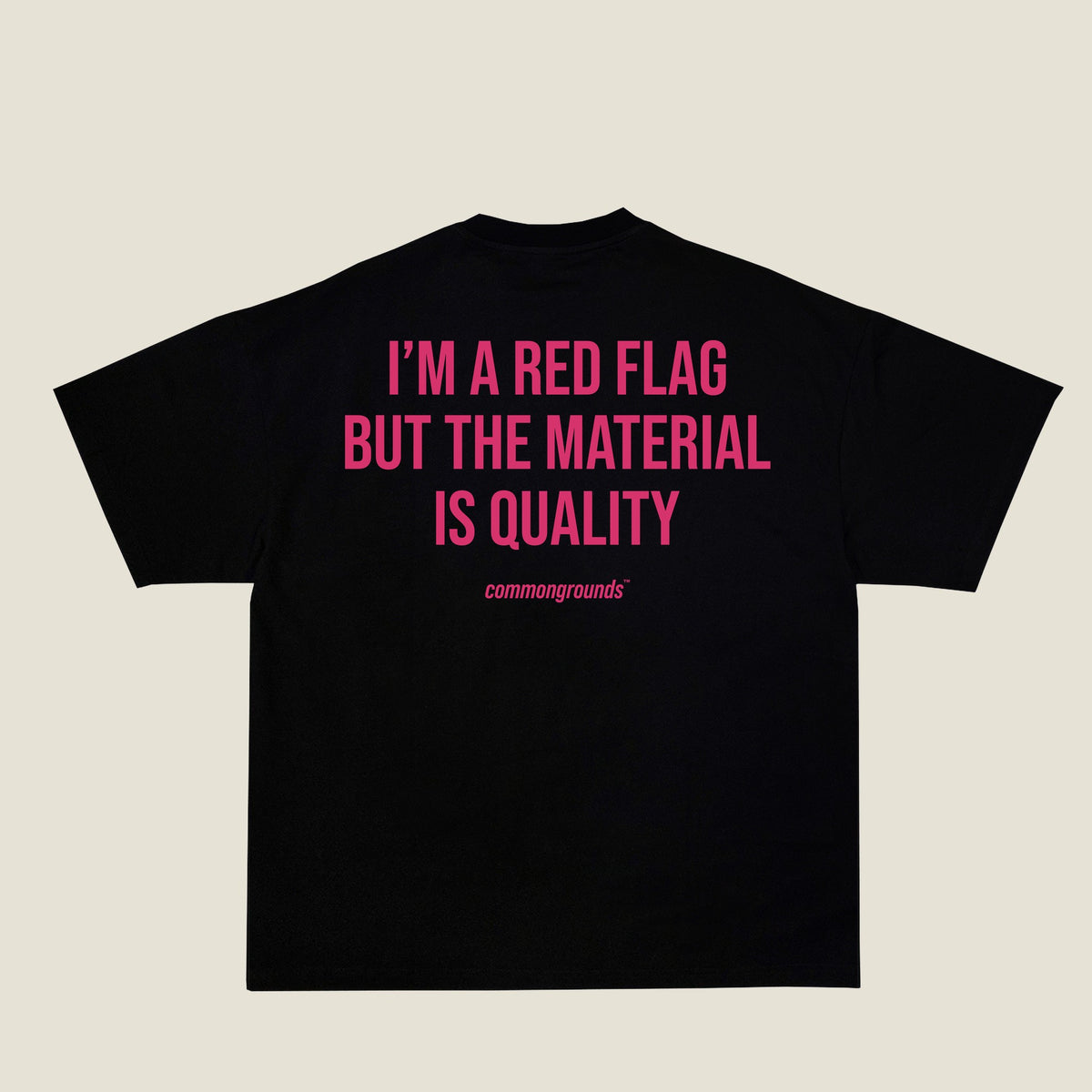 I'M A RED FLAG BUT THE MATERIAL IS QUALITY Tee in black, back print