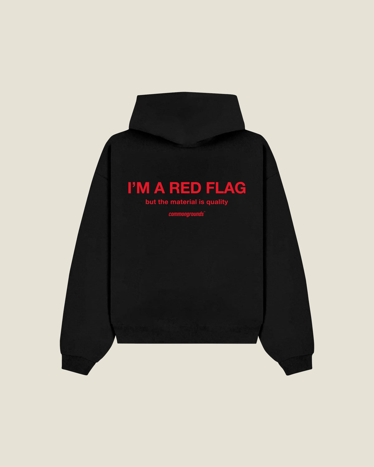 I'm A Red Flag But The Material Is Quality Hoodie in black, back print
