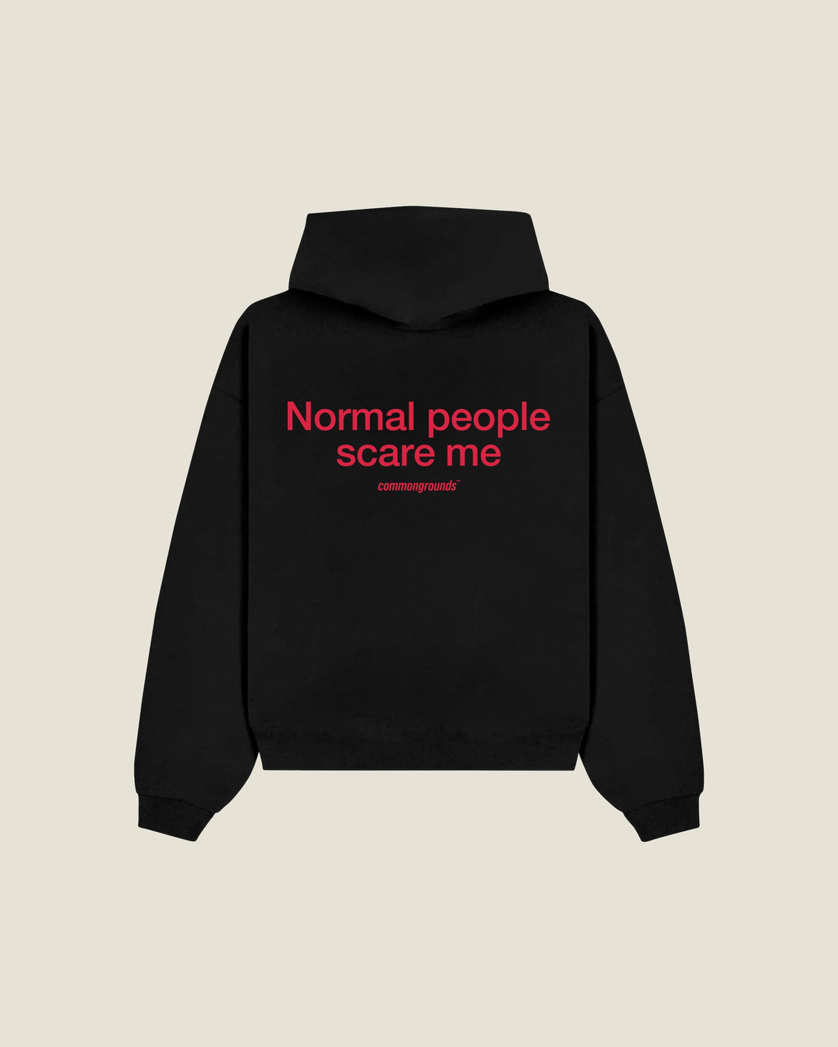 Normal People Scare Me Hoodie in black, back print