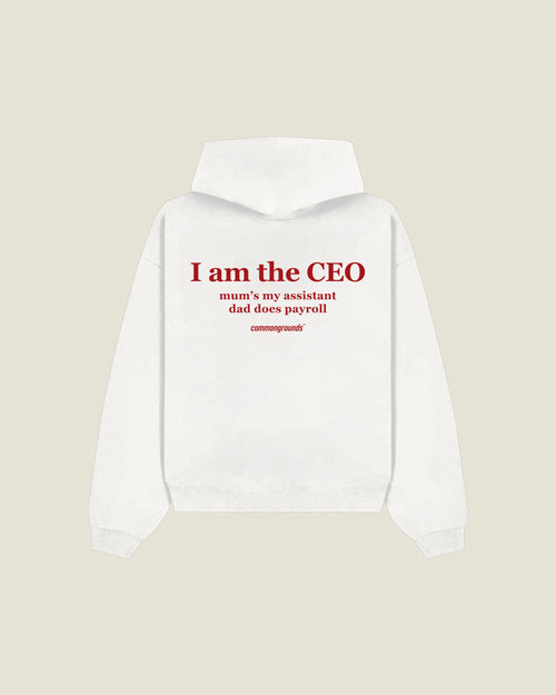 I Am The Ceo Mum's My Assistant Dad Does Payroll Hoodie in white, back print