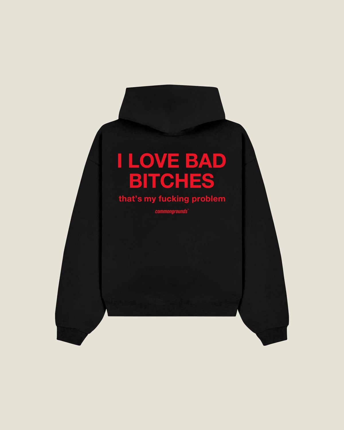 I Love Bad Bitches That's My Fucking Problem Hoodie in black, back print