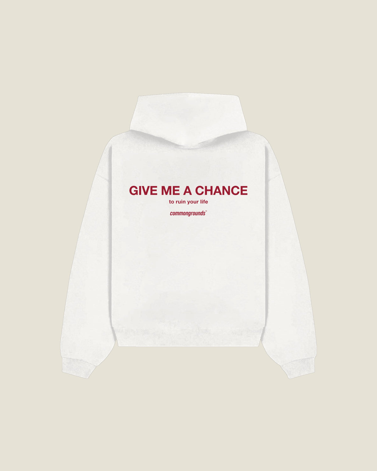 Give Me A Chance To Ruin Your Life Hoodie in white, back print