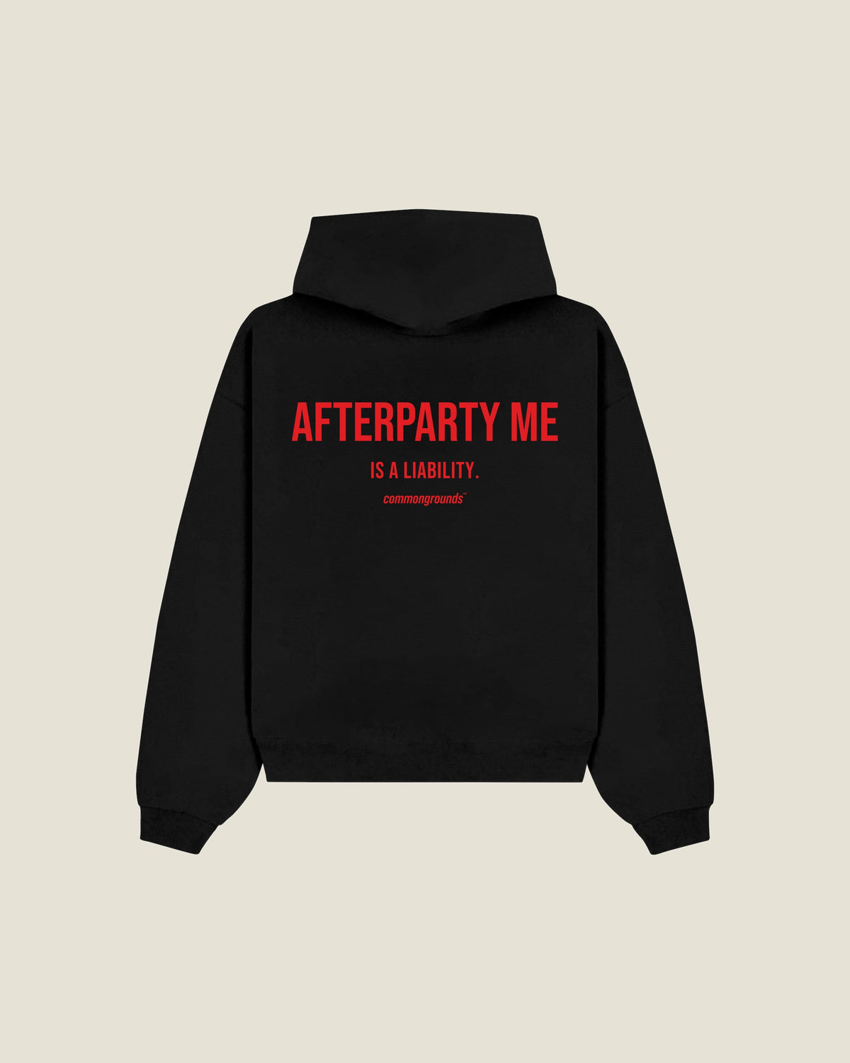 Afterparty Me Is A Liability Hoodie in black, back print