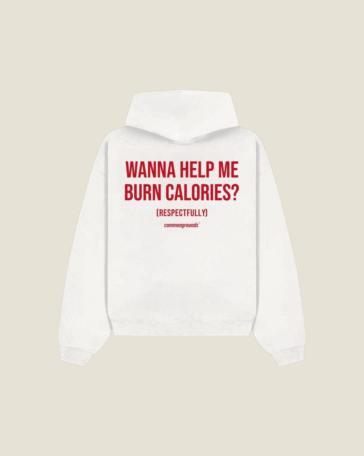 Wanna Help Me Burn Calories? (respectfully) Hoodie in white, back print