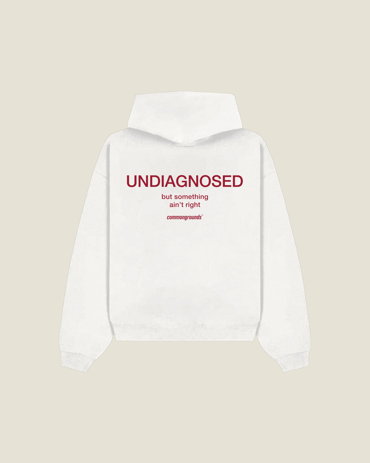 UNDIAGNOSED BUT SOMETHING AIN'T RIGHT Hoodie in white, back print