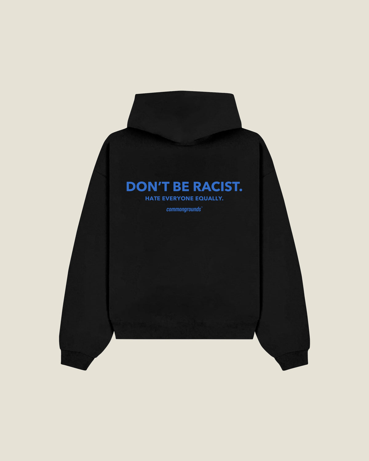 Don't Be Racist. Hate Everyone Equally Hoodie in black, back print