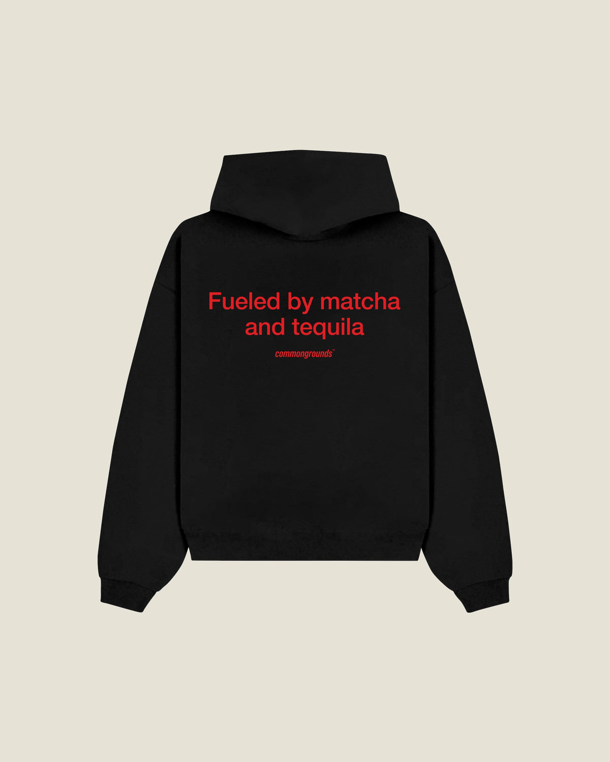 Fueled By Matcha And Tequila Hoodie in black, back print