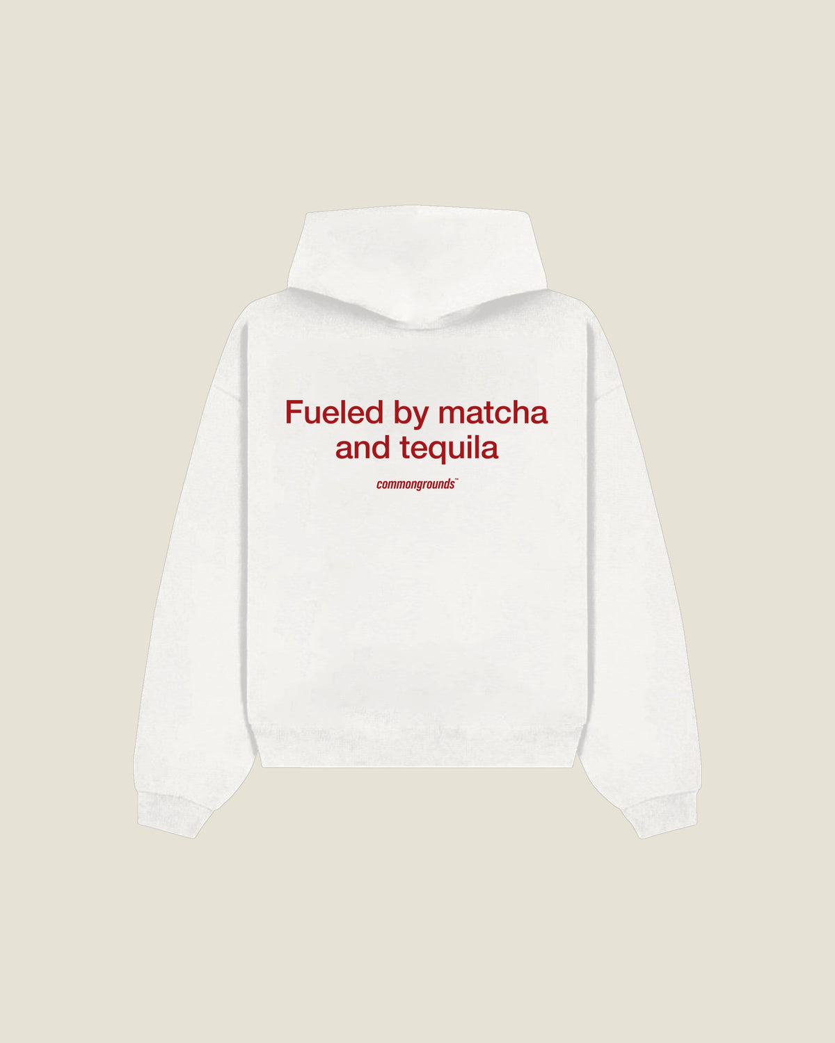 Fueled By Matcha And Tequila Hoodie in white, back print