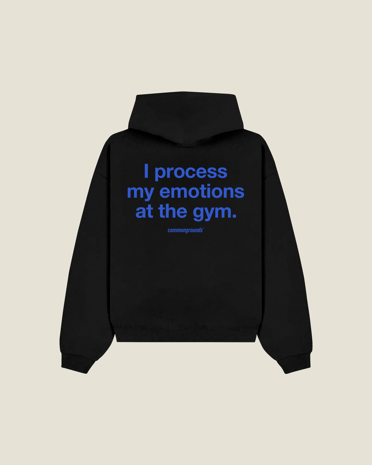 I Process My Emotions At The Gym Hoodie in black, back print