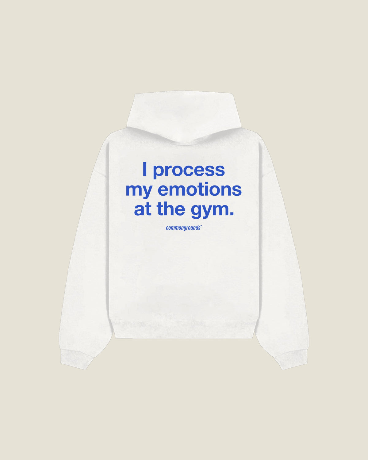 I Process My Emotions At The Gym Hoodie in white, back print
