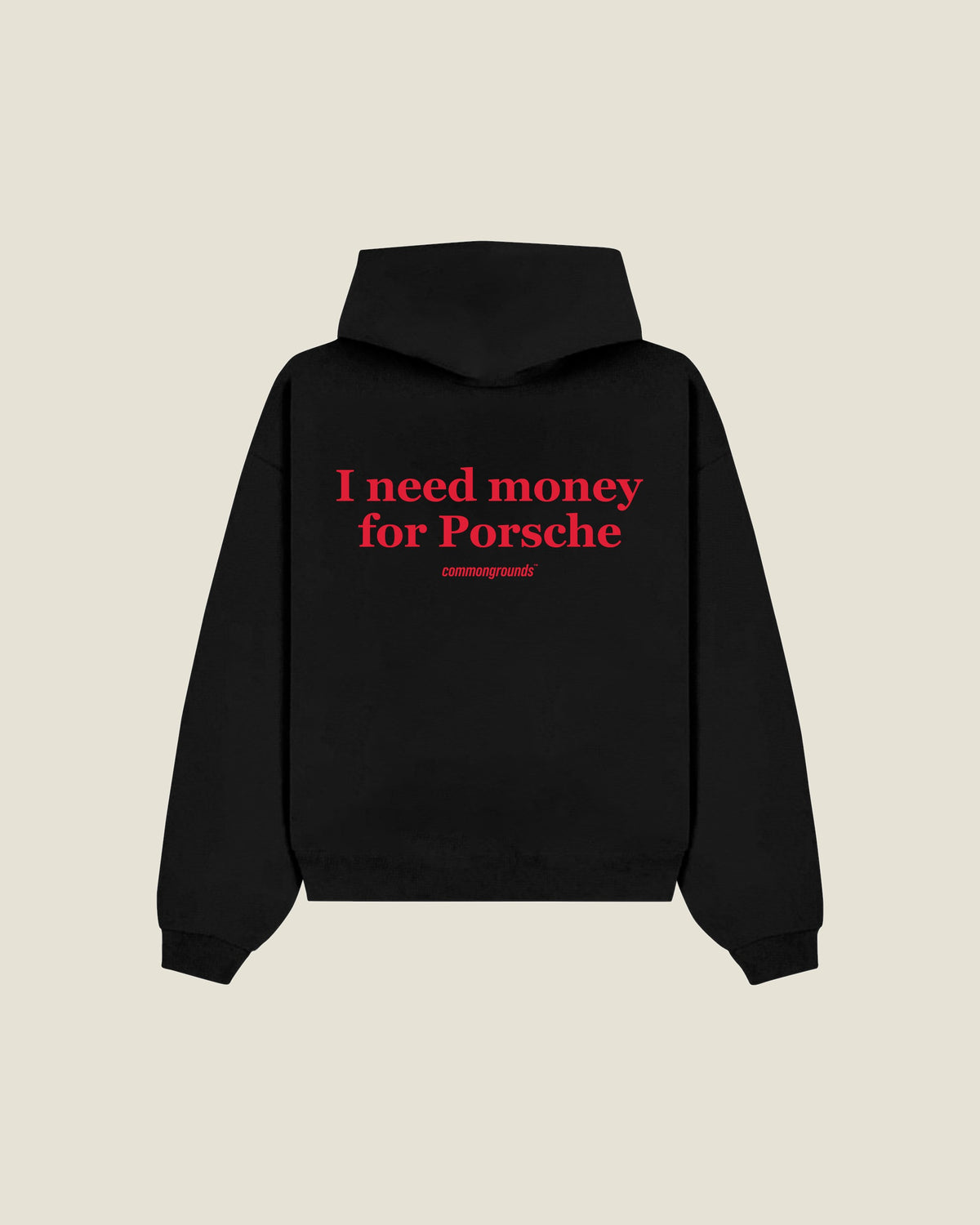 I Need Money For Porsche Hoodie in black, back print