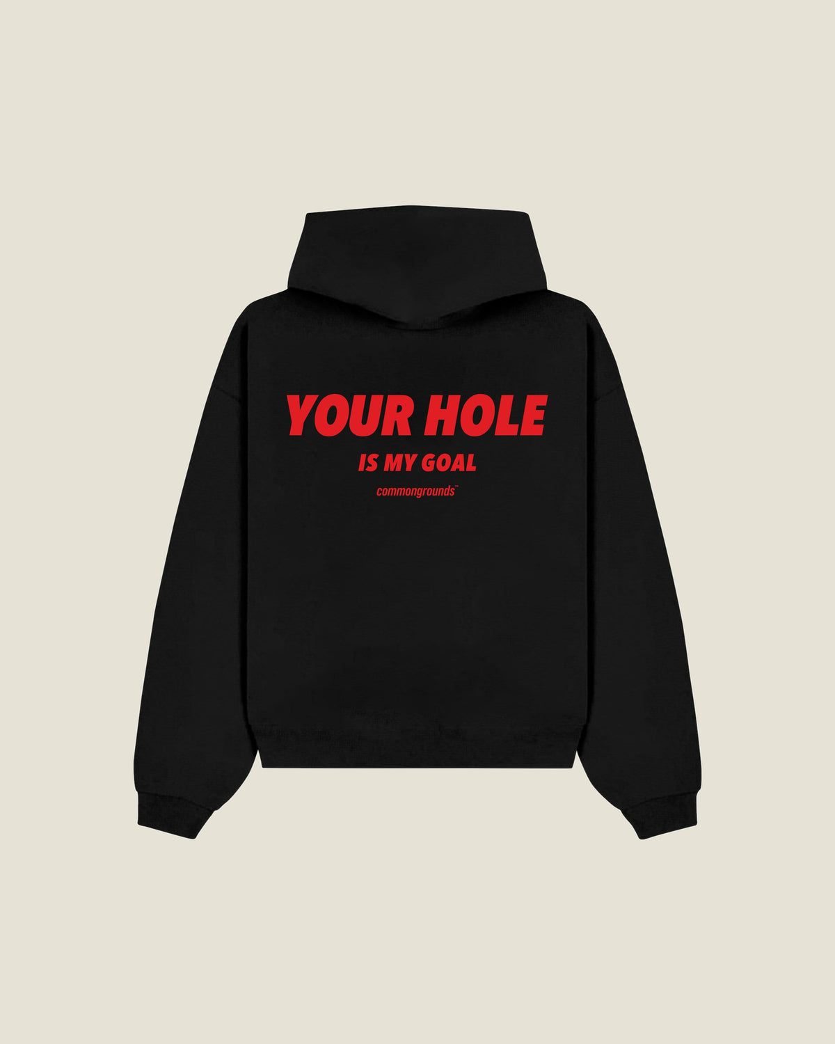 Your Hole Is My Goal Hoodie in black, back print