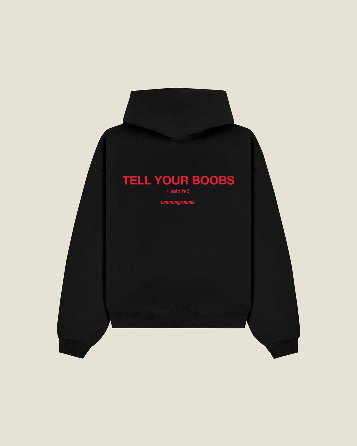 Tell Your Boobs I Said Hi:) Hoodie in black, back print