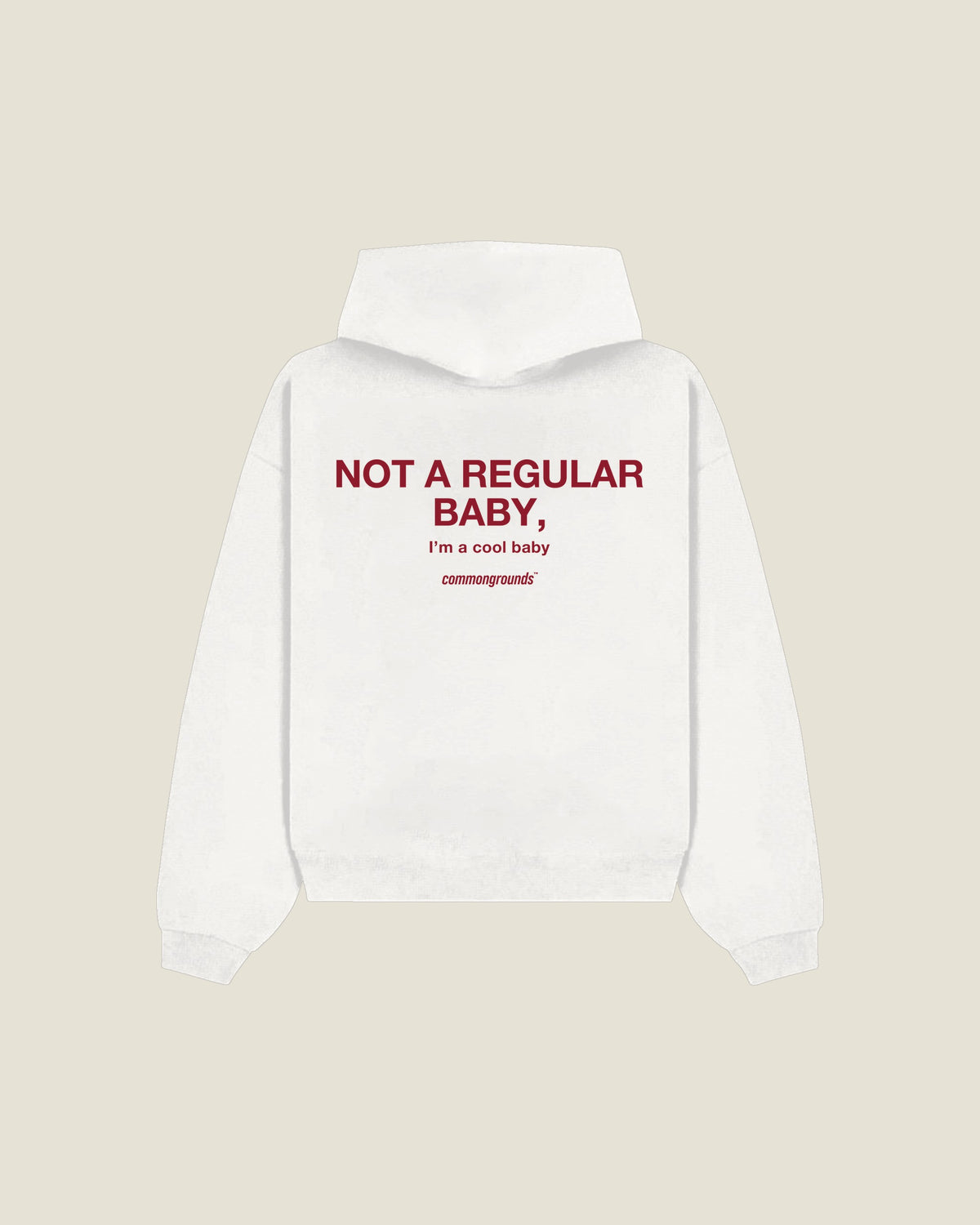 Not A Regular Baby, I'm A Cool Baby Hoodie in white, back print