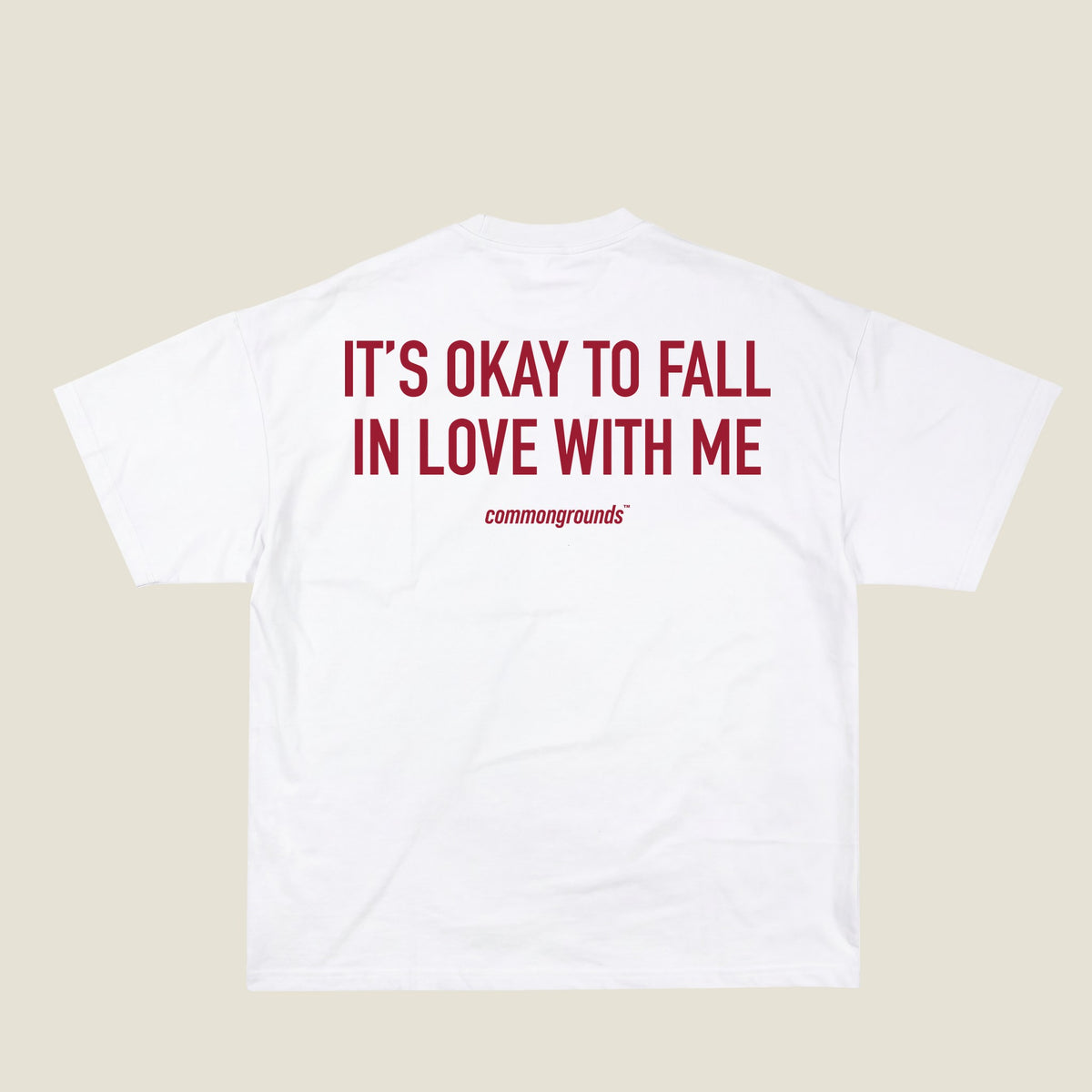 IT'S OKAY TO FALL IN LOVE WITH ME Tee in white, back print