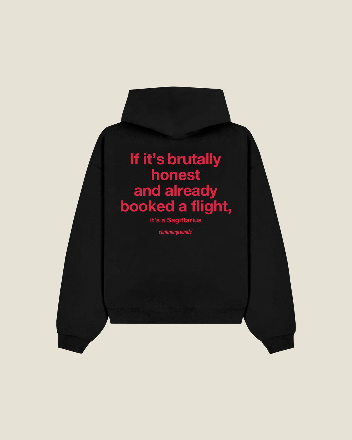 If It's Brutally Honest And Already Booked A Flight, It's A Sagittarius Hoodie in black, back print