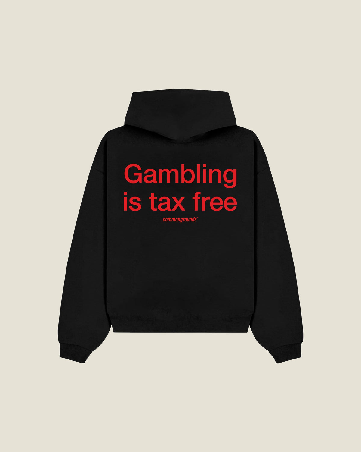 Gambling Is Tax Free Hoodie in black, back print