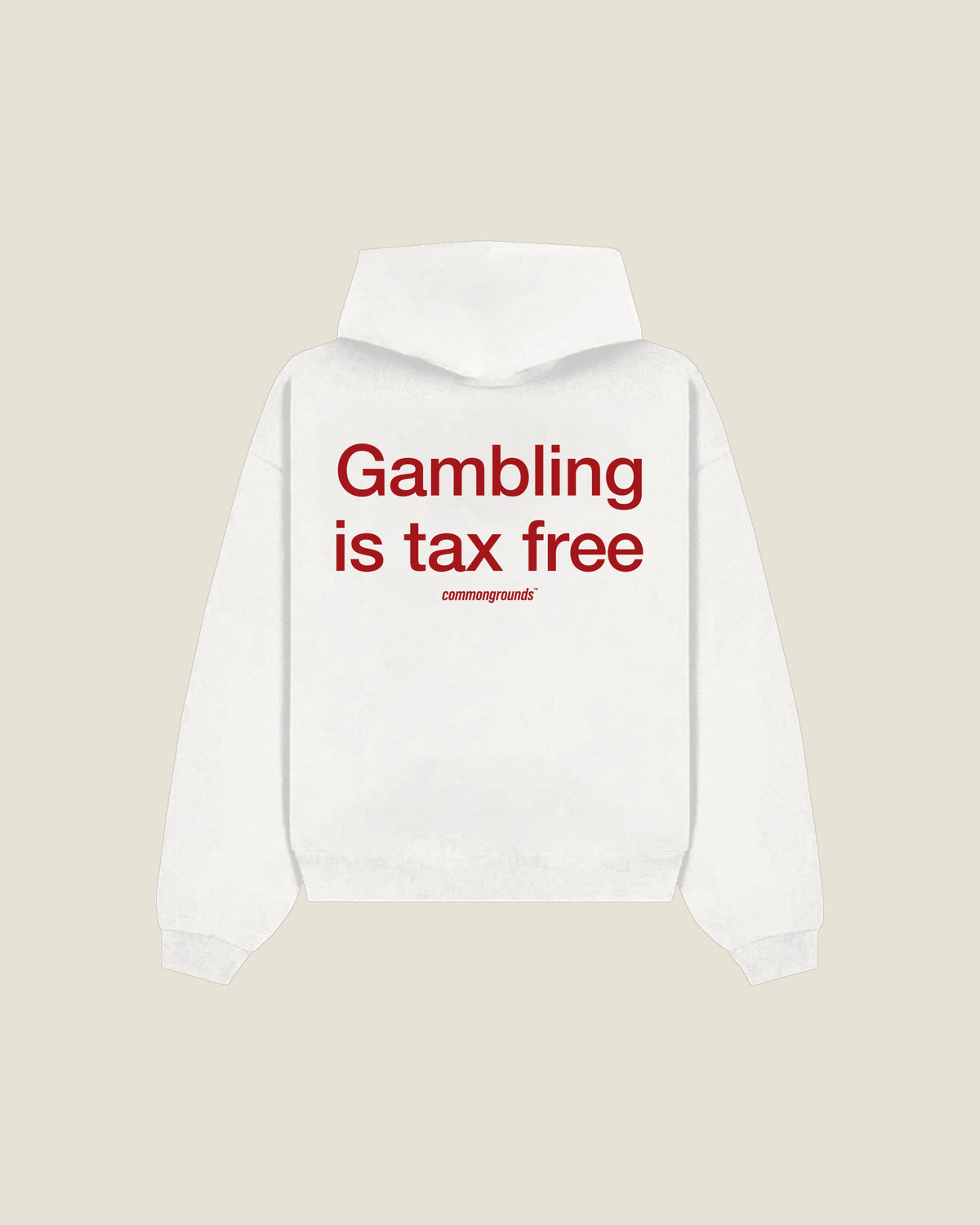 Gambling Is Tax Free Hoodie in white, back print