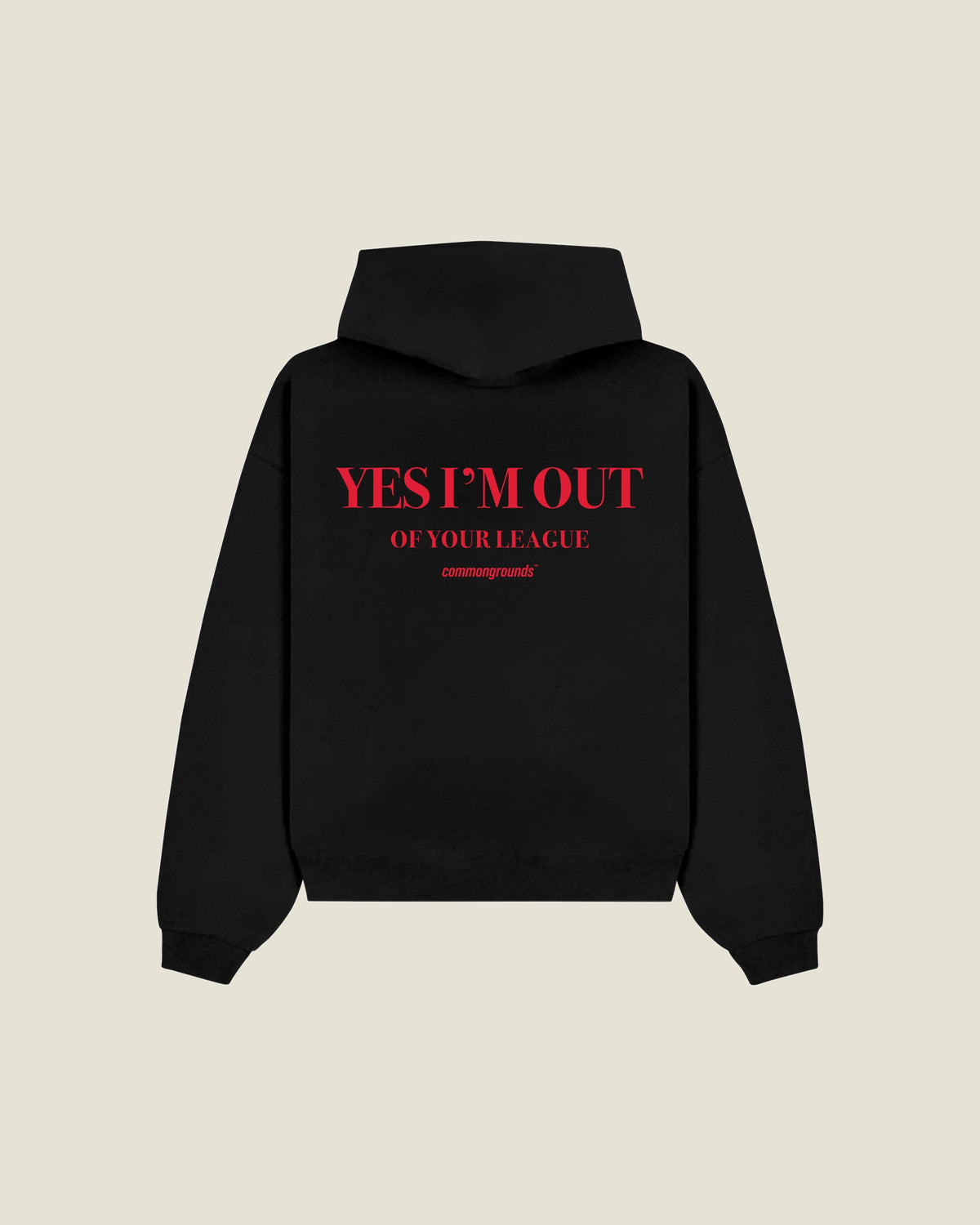 Yes I'm Out Of Your League Hoodie in black, back print