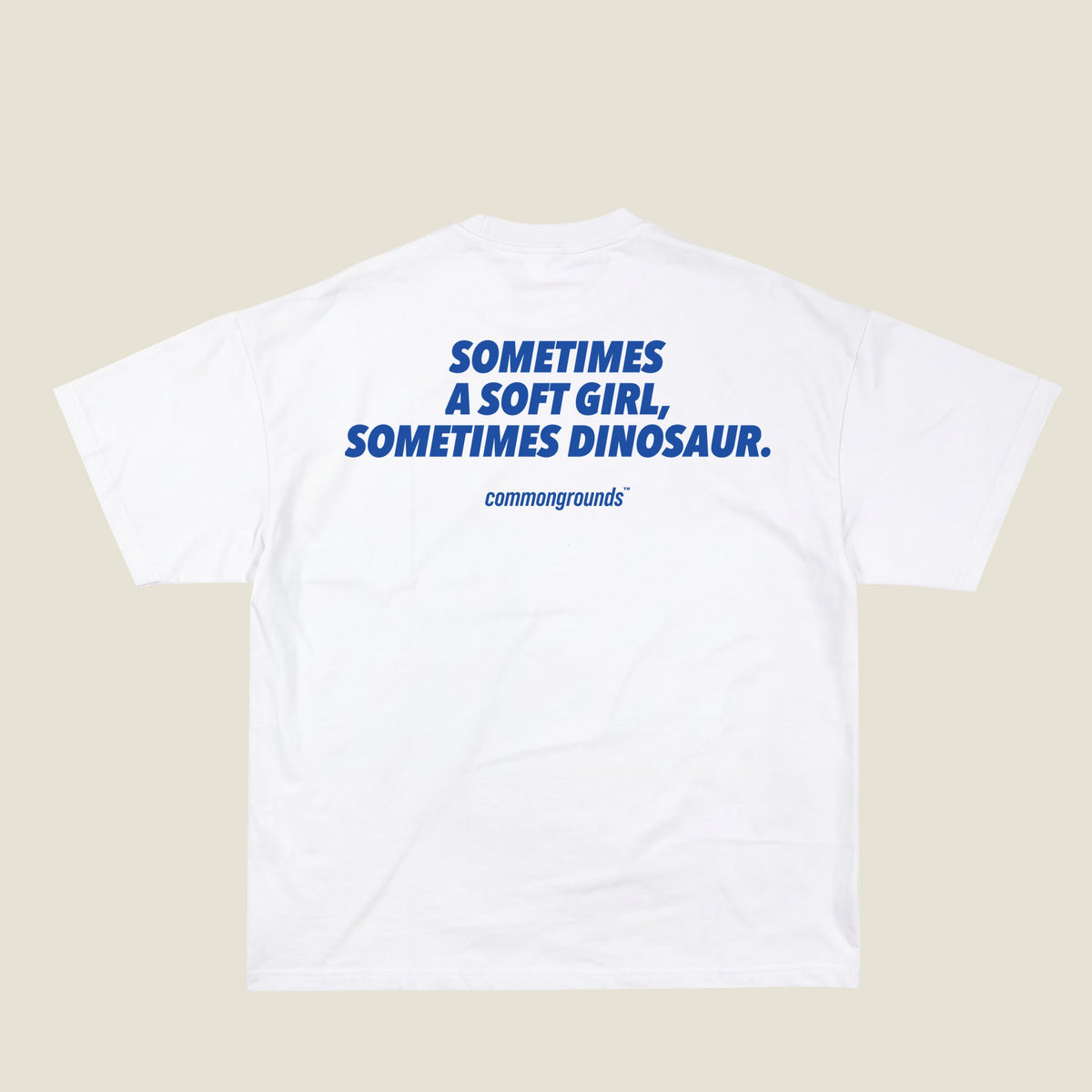 SOMETIMES A SOFT GIRL, SOMETIMES DINOSAUR Tee in white, back print