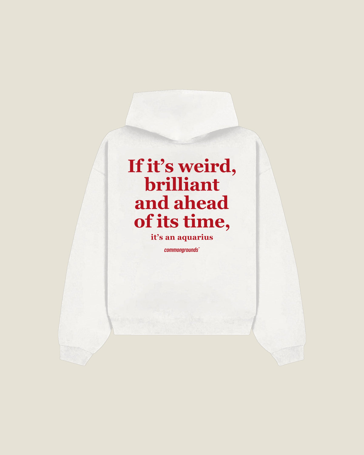 If It's Weird, Brilliant And Ahead Of Its Time, It's An Aquarius Hoodie in white, back print