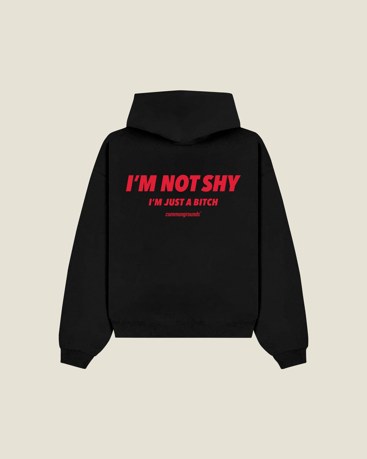 I'm Not Shy I'm Just A Bitch Hoodie in black, back print