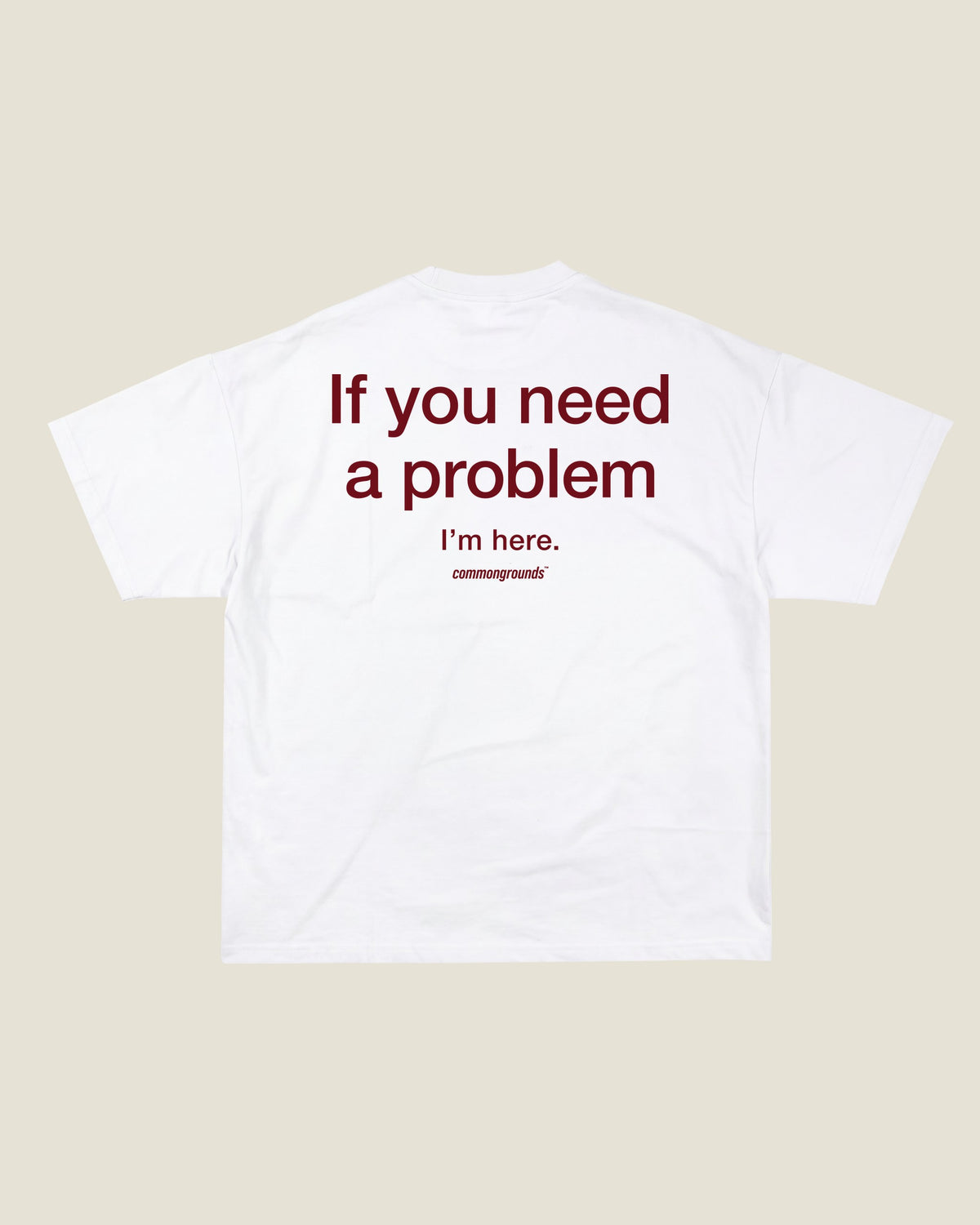 IF YOU NEED A PROBLEM I'M HERE Tee in white, back print