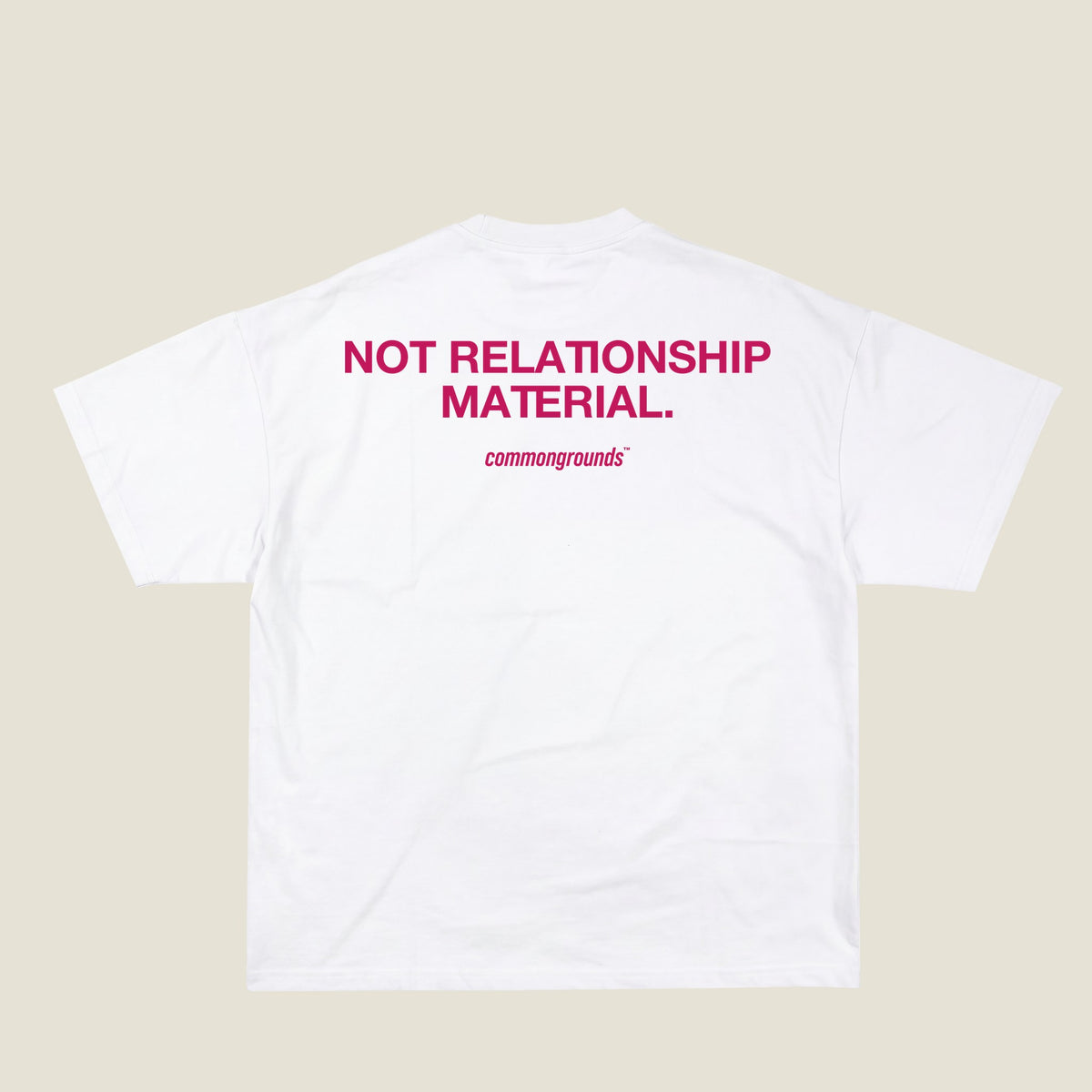 NOT RELATIONSHIP MATERIAL Tee in white, back print