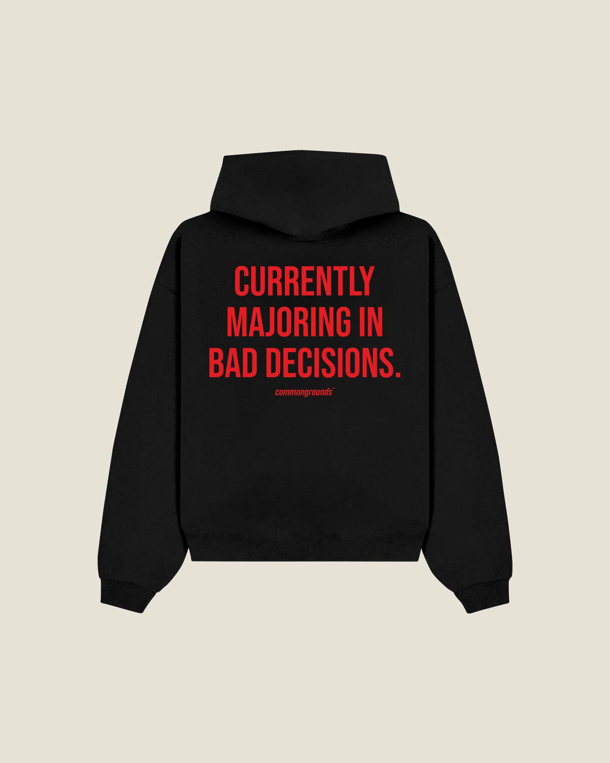 Currently Majoring In Bad Decisions Hoodie in black, back print