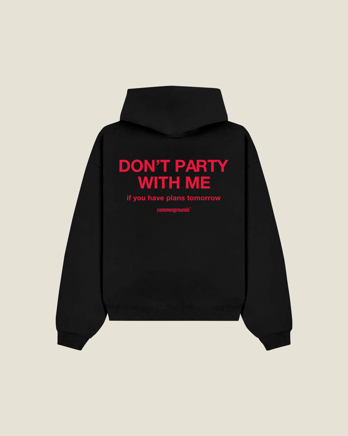 Don't Party With Me If You Have Plans Tomorrow Hoodie in black, back print