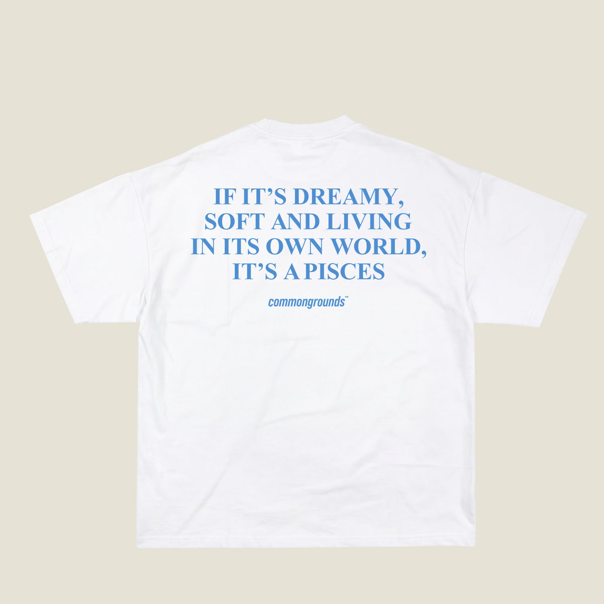 IF IT'S DREAMY, SOFT AND LIVING IN ITS OWN WORLD, IT'S A PISCES Tee in white, back print