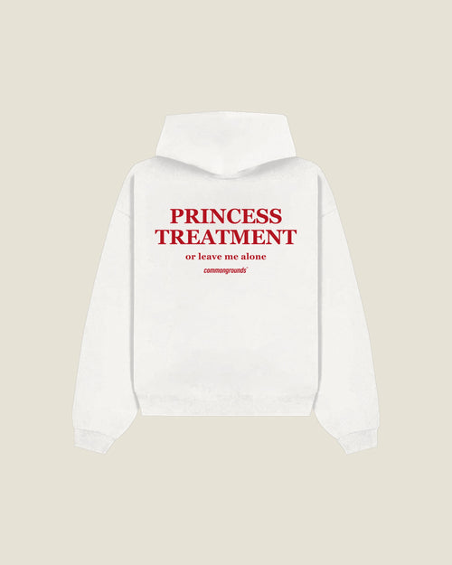 Princess Treatment Or Leave Me Alone Hoodie in white, back print