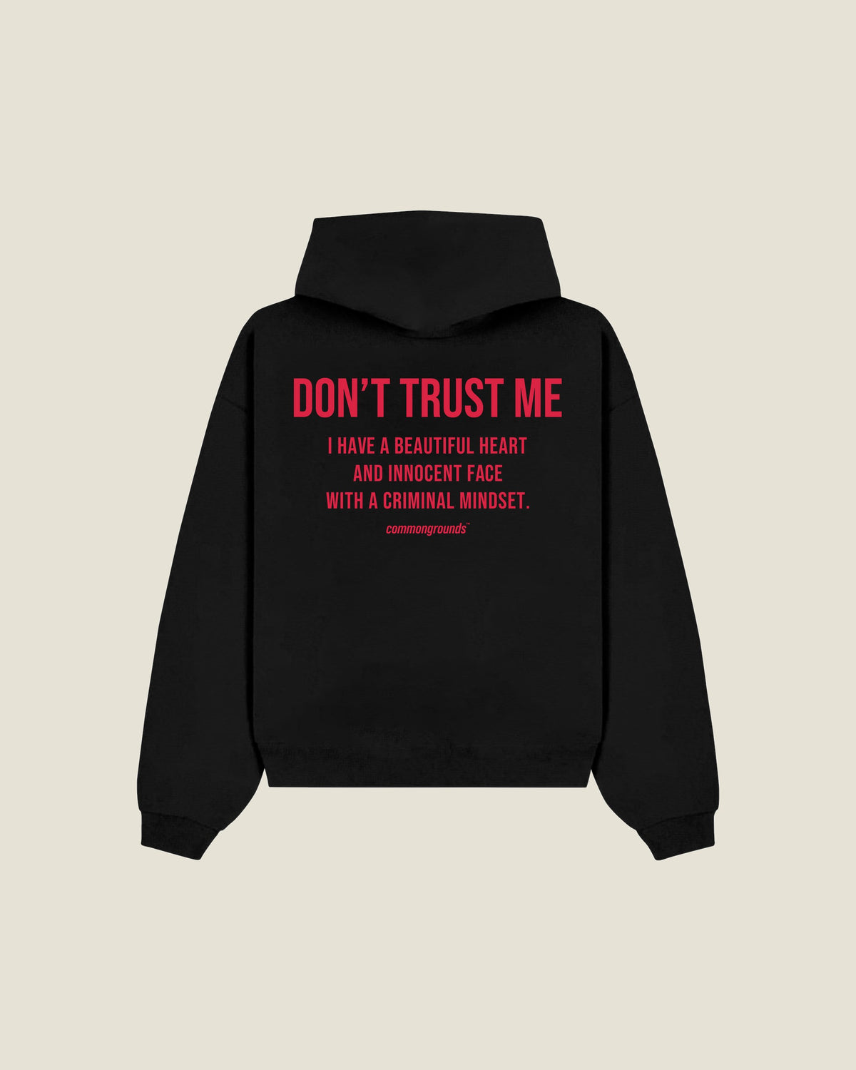 Don't Trust Me I Have A Beautiful Heart And Innocent Face With A Criminal Mindset Hoodie in black, back print