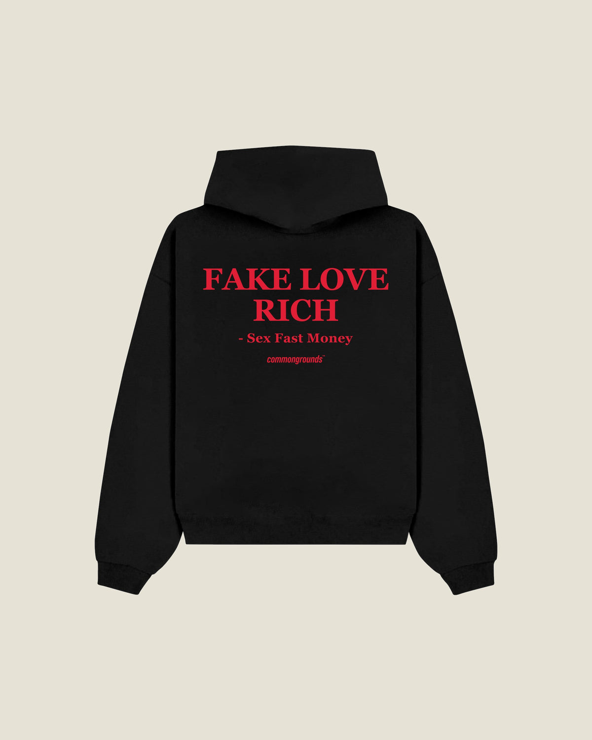 Fake Love Rich - Sex Fast Money Hoodie in black, back print