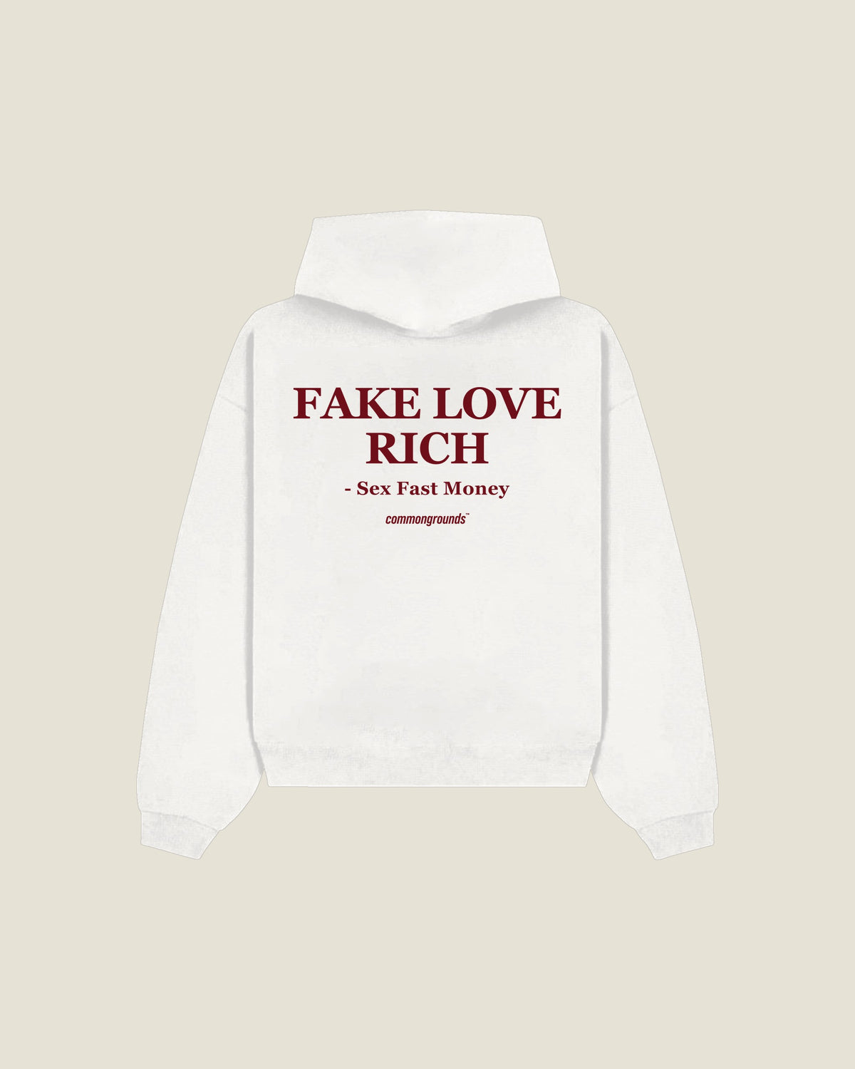 Fake Love Rich - Sex Fast Money Hoodie in white, back print