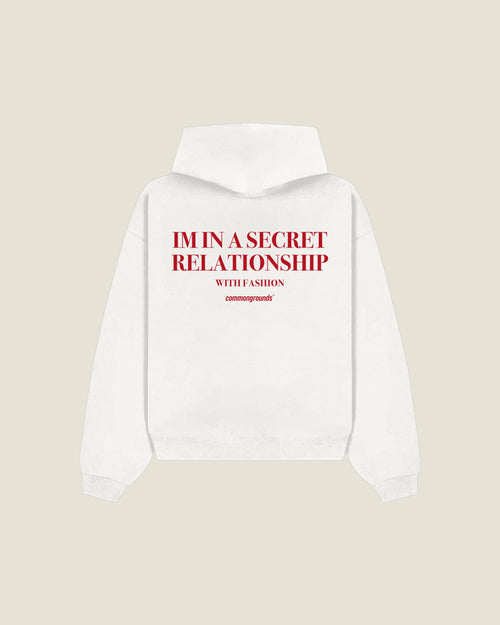 Im In A Secret Relationship With Fashion Hoodie in white, back print