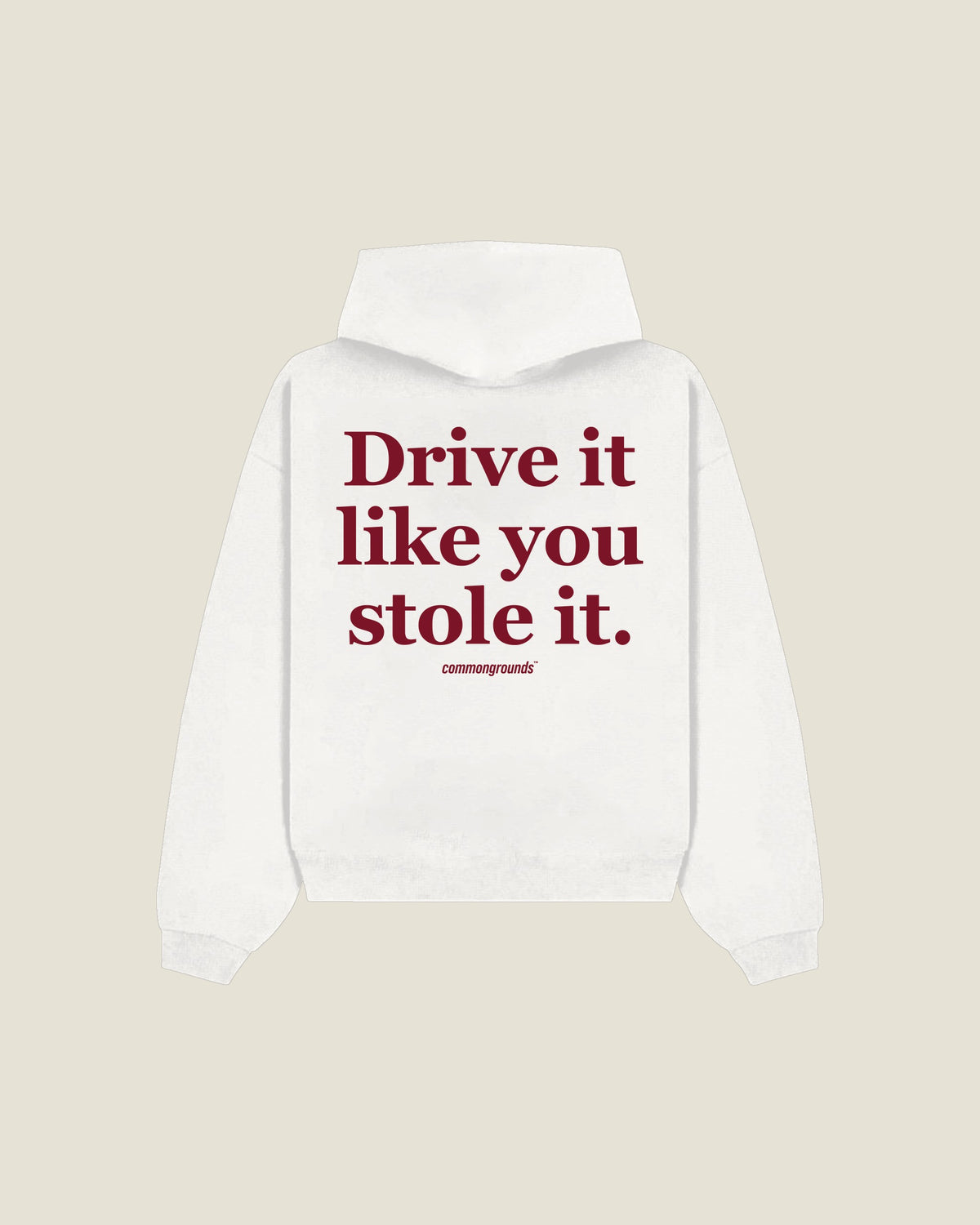 Drive It Like You Stole It Hoodie in white, back print