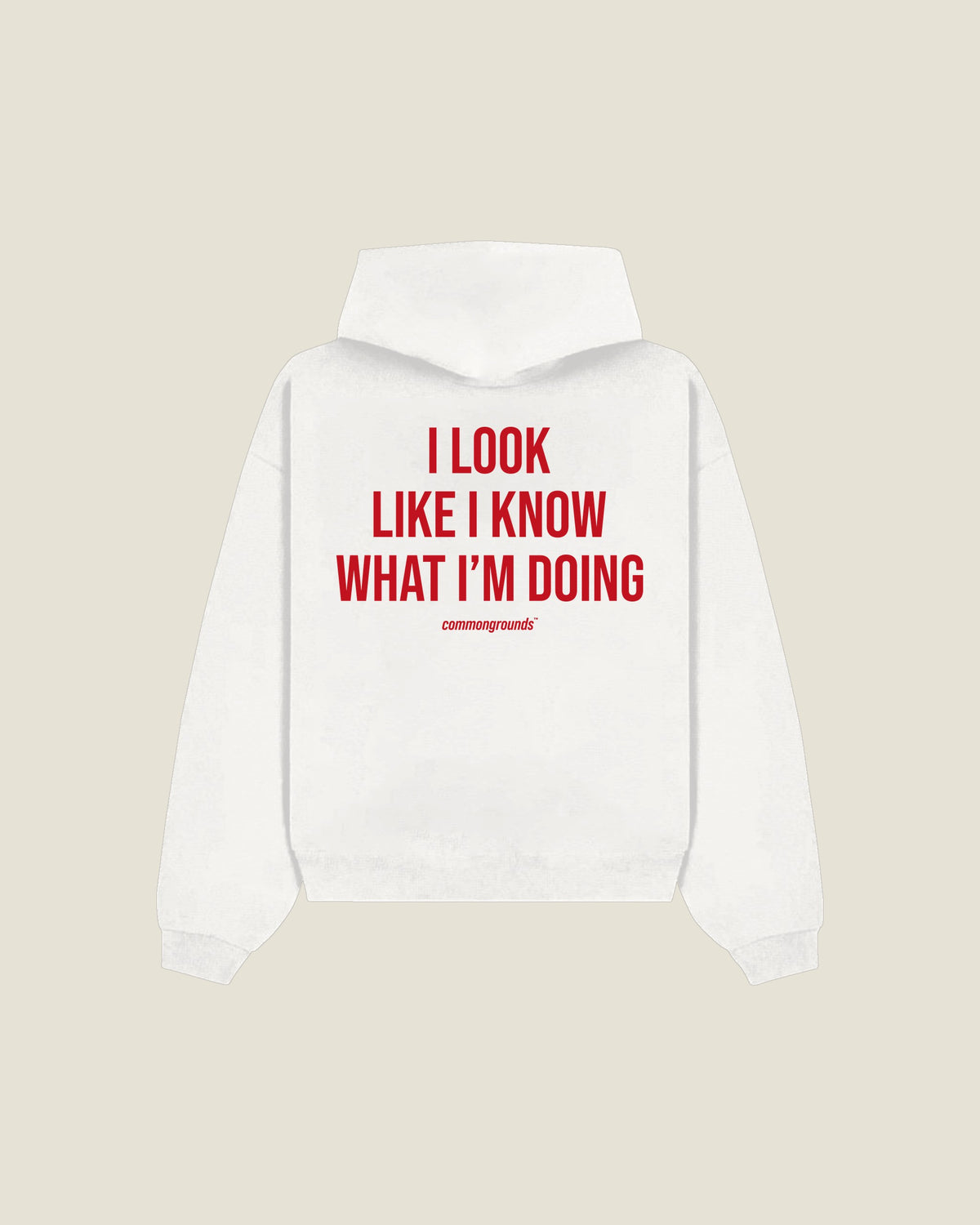 I Look Like I Know What I'm Doing Hoodie in white, back print