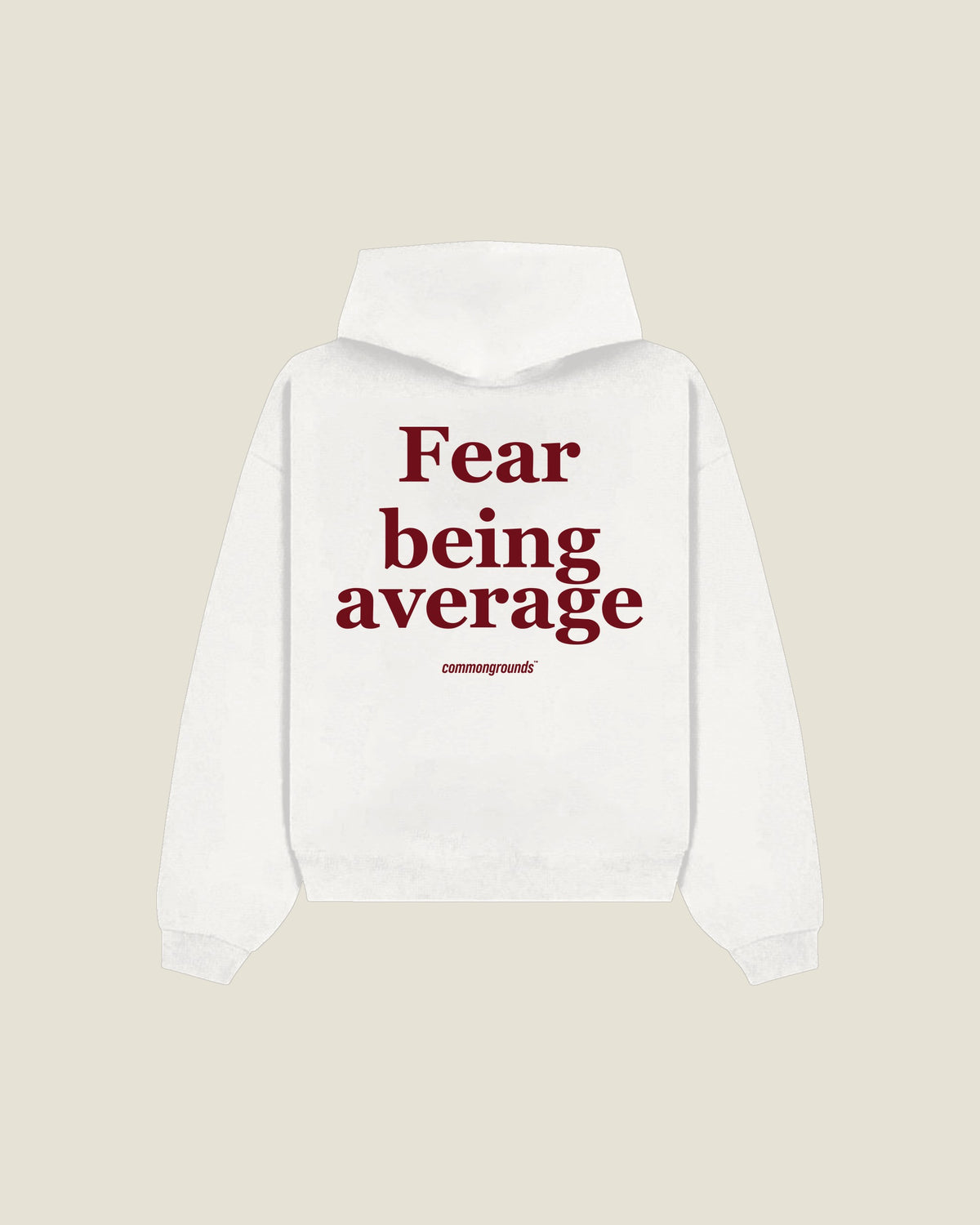 Fear Being Average Hoodie in white, back print